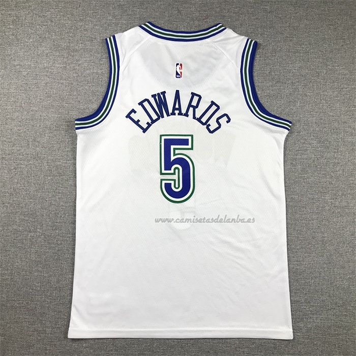 Camiseta Nino Minnesota Timberwolves Anthony Edwards NO 5 Classic 2023-24 Blanco
